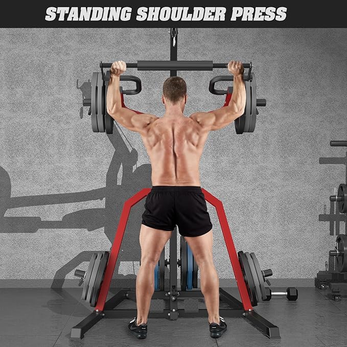 DONOW Leverage Gym Power Rack Squat Rack Lever Gym with LAT Low Row System Home Gym System Workout Station 2:1 Ratio (Without Weight Plates)-StrideForce Fitness