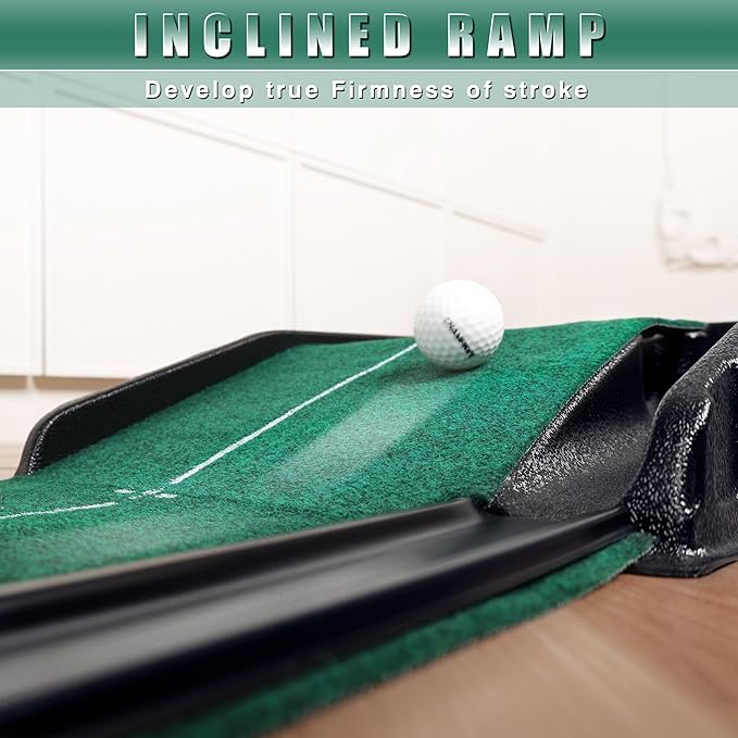 CHAMPKEY Golf Putting Green Indoor - Advanced Guides Golf Putting Mat - Enhance Putting Accuracy and Challenge-StrideForce Fitness