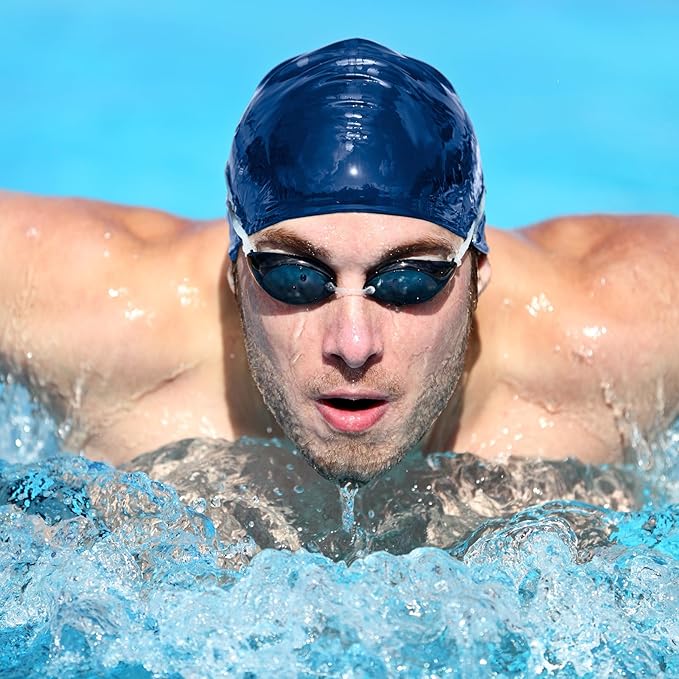 Syhood 6 Pieces Unisex Adult Silicone Swim Cap Waterproof Swimming Hat Non Slip Pool Hat Elastic Silicone Cap for Long and Short Hair-StrideForce Fitness