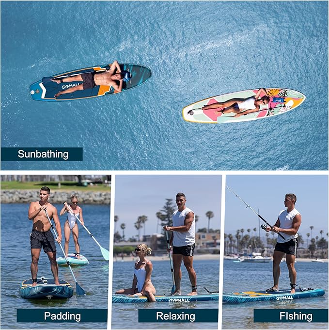 Paddle Board, Inflatable Stand Up SUP Paddle Boards for Adults & Youths of All Skill Levels, Wide & Non-Slip Deck Design Blow Up Paddleboards with Premium Accessories & Storage Bag-StrideForce Fitness