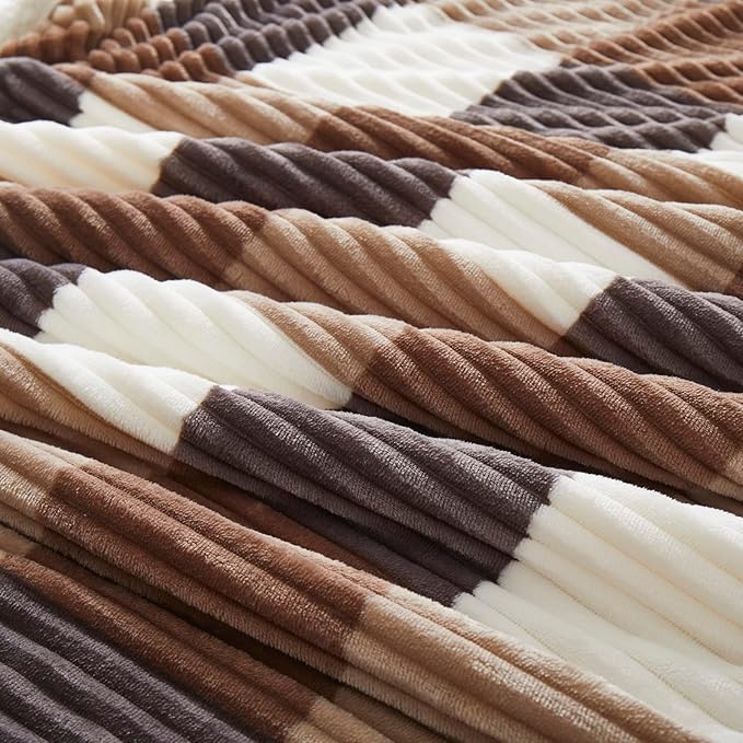 PU MEI Sherpa Blanket Twin Plaid Thick Bed Blanket, 60”*80” Super Soft Flannel Fuzzy Fleece Reversible Velvet Plush Warm Blanket for Couch (Beige Check, 60"*80")-StrideForce Fitness