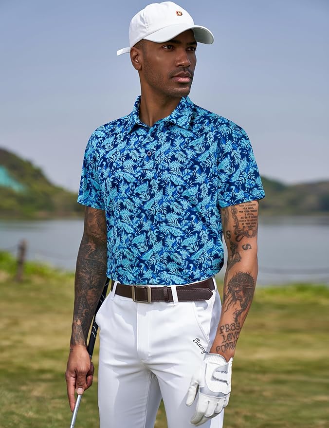 TAPULCO Mens Quick Dry Polo Shirts Camouflage Pattern Performance Athletic Lightweight Breathable Casual Golf Tshirts-StrideForce Fitness