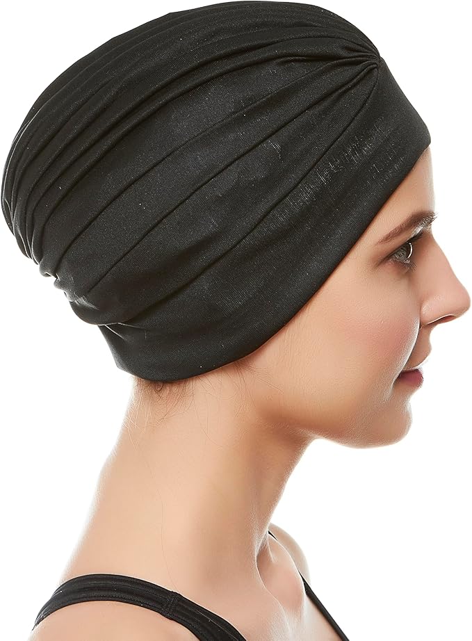 BEEMO Swim Caps for Women Swimming Turban Polyester Latex Lined Pleated for Ladies-StrideForce Fitness