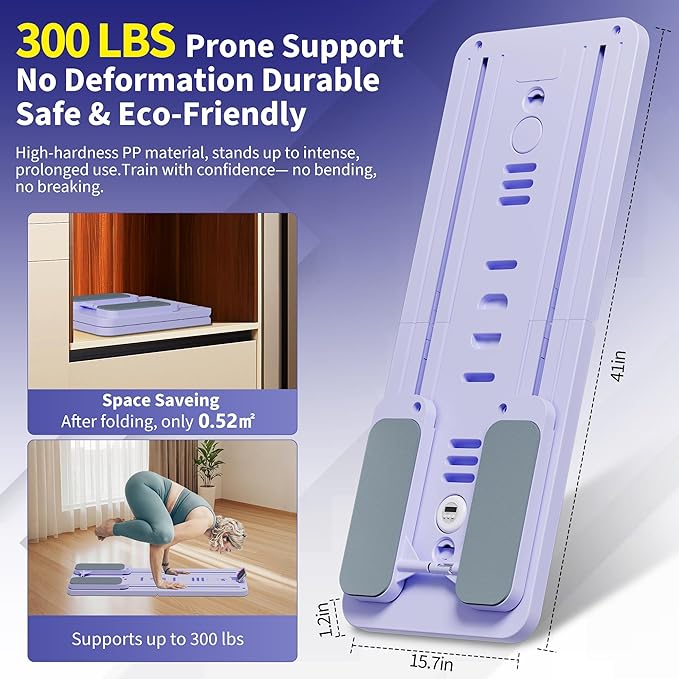 Pilates Reformer Set, ESBANY Pilates Board with Phone Holder, Multi-Purpose Foldable Pilates Reformer Machine, Portable Home Pilates Slider Board Equipment for Home Workout, Fitness, Exercise, Abs-StrideForce Fitness