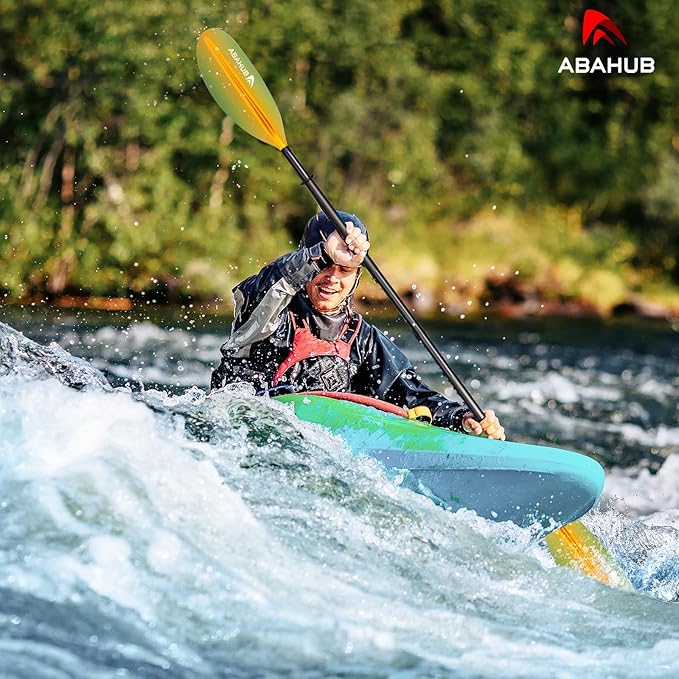 Abahub Kayak Paddle, 90.5 Inches Kayaking Oars for Boating, Canoeing with Free Paddle Leash, Aluminum Alloy Shaft Black/Blue/Green/Orange/Yellow Plastic Blades-StrideForce Fitness