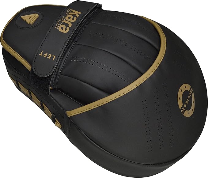RDX Boxing Pads Curved Focus Mitts, Maya Hide Leather Kara Hook and jab Training Pads, Adjustable Strap Ventilated, MMA Muay Thai Kickboxing Coaching Martial Arts Punching Hand Target Strike Shield-StrideForce Fitness