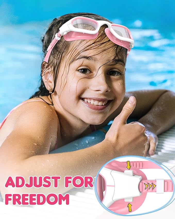 Kids Swim Goggles,Swimming Goggles for Kids 6-14, Anti-Fog UV Protection Pool Glasses for Boys Girls-StrideForce Fitness
