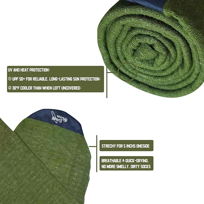 GrowSwell fabric Sock for Surfboard, Treetop Green Surfboard Cover, Surfboard Protection from Scratches, Dings, Wax, UPF 50+ proteciton, Keep 30°F cooler when covered-StrideForce Fitness