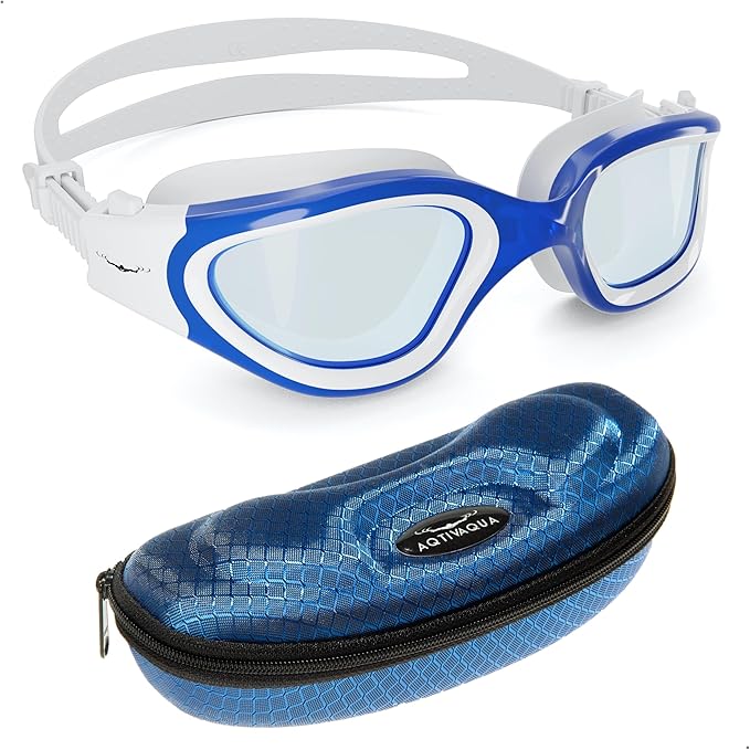 AqtivAqua Swimming Goggles, DX Wide View Swim Goggles for Adult Men Women, Anti Fog No Leaking-StrideForce Fitness