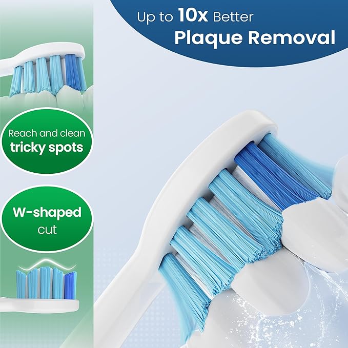 Replacement Toothbrush Heads Compatible with Philips Sonicare and More Click-on Handles 8 Pack Blackwhite