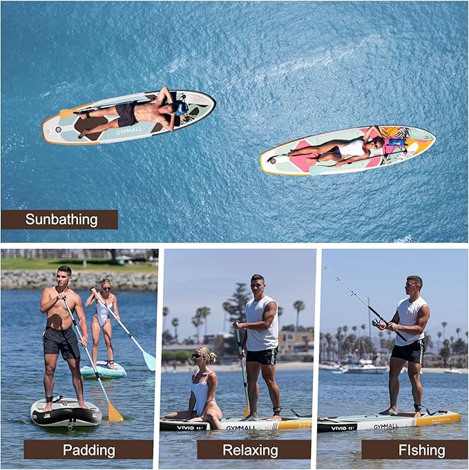 Paddle Board, Inflatable Stand Up SUP Paddle Boards for Adults & Youths of All Skill Levels, Wide & Non-Slip Deck Design Blow Up Paddleboards with Premium Accessories & Storage Bag-StrideForce Fitness
