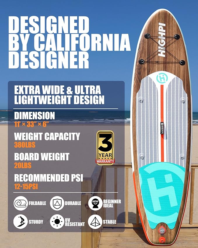 Highpi Inflatable Stand Up Paddle Board for Youth and Adults – Wide Sup with Premium Accessories, Blow Up Paddleboard for Surfing, Fishing, Yoga & More-StrideForce Fitness