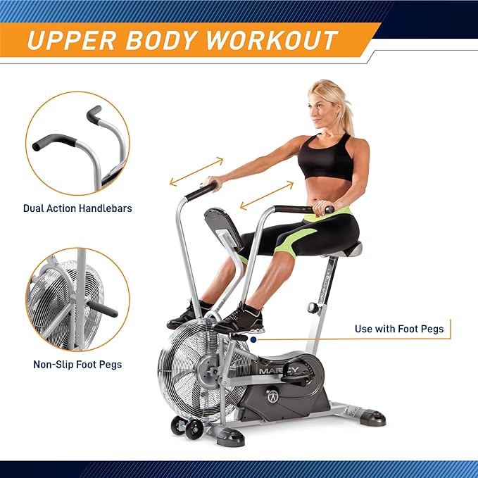 Marcy Air-Resistance Exercise Fan Bike With Dual Acction Handlebars-StrideForce Fitness