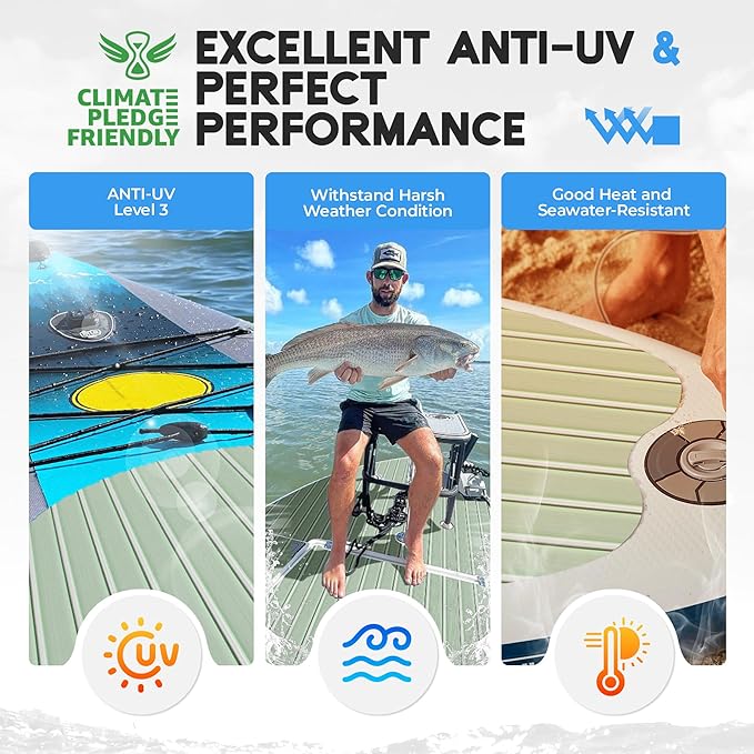 FOCEAN Boat Flooring EVA Foam Boat Decking Faux Teak Marine Flooring Boat Mat Boat Carpet Sheet for Motorboat RV Yacht Kayak Surfboard, 94.5"x 47.2"/35.4"/23.6"/15.7"-StrideForce Fitness