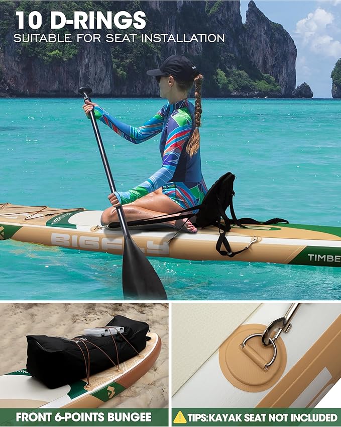 Bigfly Inflatable Stand Up Paddle Board 11’*34”*6”, Blow Up Paddle Board for Adults,with Detachable Fins, Pump, Floating Paddle, Safety Leash,Backpack-StrideForce Fitness