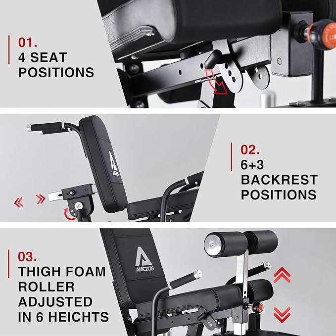 ANICZON Leg Extension and Curl Machine, Leg Rotary Extension for Thigh with Adjustable Seat & Backrest, Lower Body Leg Machine with Plate Loaded for Home Gym-StrideForce Fitness