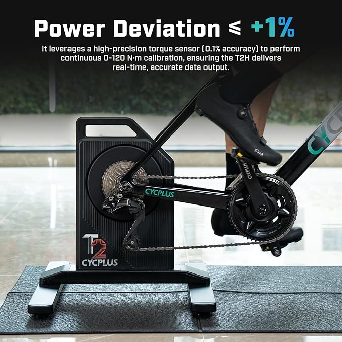 CYCPLUS T2H Smart Bike Trainer - 2200W Brushless Motor, 20% Gradient Simulator, BLE/ANT+ Dual Mode, Virtual Shifting Ready, Triple Silent Design with Dual Cooling Fans-StrideForce Fitness