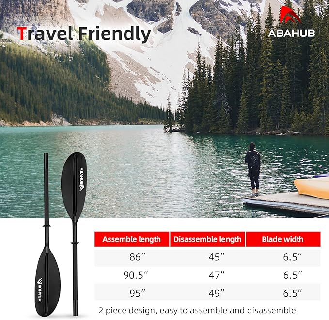 Abahub Kayak Paddle, 90.5 Inches Kayaking Oars for Boating, Canoeing with Free Paddle Leash, Aluminum Alloy Shaft Black/Blue/Green/Orange/Yellow Plastic Blades-StrideForce Fitness