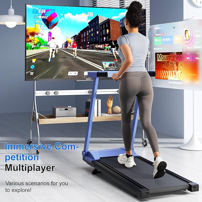 Treadmill with 5% Incline, 300lbs Capacity Folding 15 HP Small Treadmills for Home Portable Running Treadmill with Handles Quiet Brushless Dual Cushion System, Electric Compact Treadmil-StrideForce Fitness