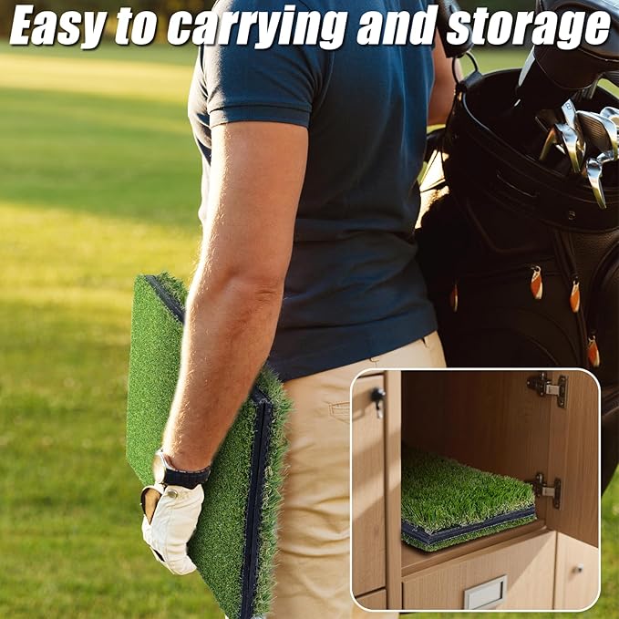 SIOTMERA 23x16IN & 5x4FT Golf Mat, Dual-Turf Golf Hitting Mat with High-Elasticity EVA Anti-Slip Bottom, Anti-Deformation,Reinforced Glue, Ideal for Swing,Chipping Practice,Indoor/Outdoor-StrideForce Fitness