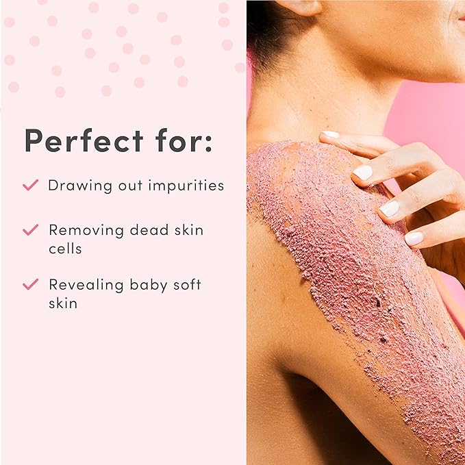 Sand & Sky Australian Pink Clay Exfoliating Body Scrub with Macadamia Oil - Smoothing Shimmer Body Polish for Cellulite Reduction, Helps with Keratosis Pilaris, 6.8 oz-StrideForce Fitness