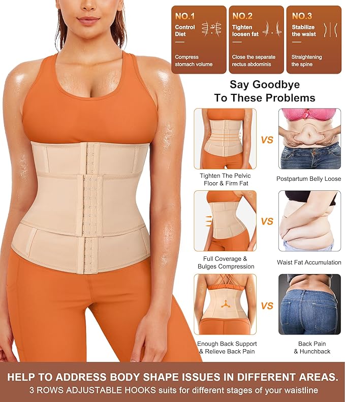 TrainingGirl Waist Trainer for Women Belly Working Out Trimmer Corset Sauna Sweat Belt Band Stomach Wrap Body Shaper Fajas-StrideForce Fitness