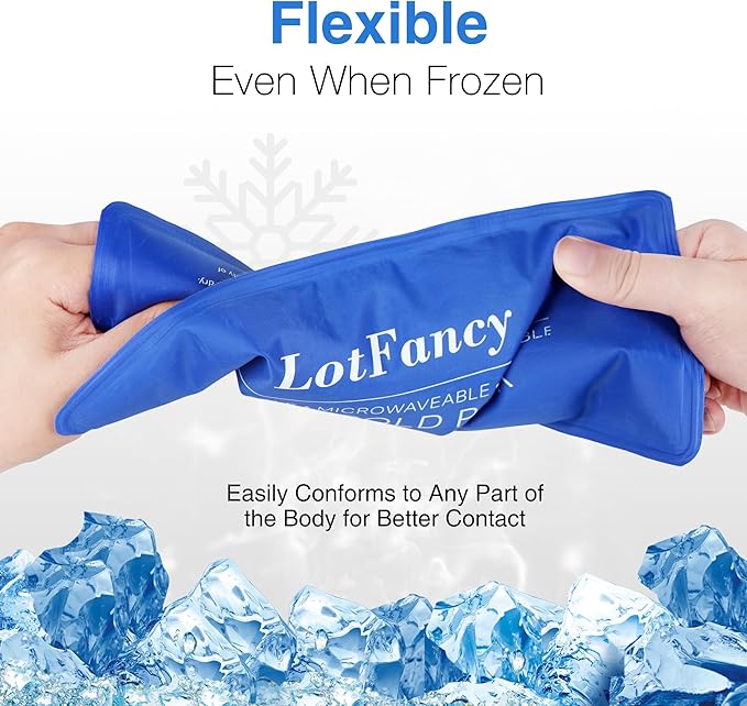 LotFancy Ice Packs for Injuries Reusable, 2 Gel Packs Wrap for Knee Head Neck Ankle Wrist Elbow Foot Legs Back Joint Pain Relief, Hot Cold Therapy for Surgery Recovery, First Aid, FSA HSA Eligible-StrideForce Fitness