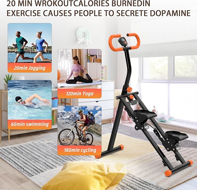 Stair Stepper for Home, Folding Vertical Climber Workout Machine for Full-Body Exercise Stair Stepper with Stable Frame Adjustable Handlebar & Pedals-StrideForce Fitness