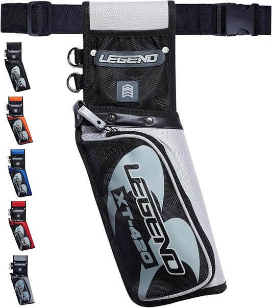 Legend XT420 Field Quiver - Left or Right-Handed Quiver Arrow Holder, Archery Quiver with 3 Arrow Tube, Durable Nylon Hip Quivers with Multiple Pockets for Archery Accessories, Score Card & Tools-StrideForce Fitness