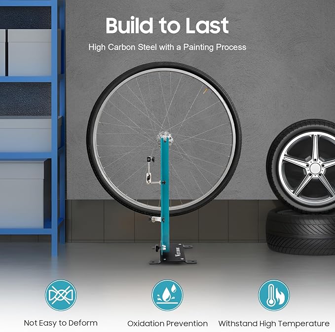 Bicycle Wheel Truing Stand, Bike Repair Truing Bearing Stand with 360° Swivel Dual Adjustment & Thickened Base, Professional Bicycle Wheel Repair Steel Bearing Bracket Rim for Wheels up to 3.5"-5.9"-StrideForce Fitness