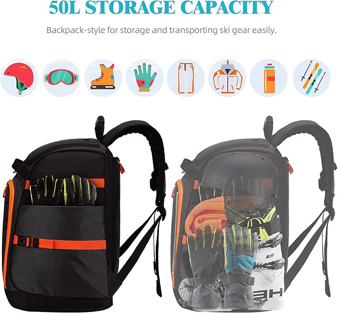 Ski/Snowboard Boot Bag/Skating Bag | Excellent for Store and Transport Gear, Jacket, Helmet, Goggles, Gloves & Accessories-StrideForce Fitness