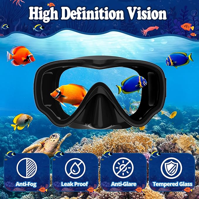 U PHITNIS Kids Snorkel Set for Age 4-14 - Dry Top Snorkeling Gear for Kids Junior & Youth - Childs Diving Mask with Big Eyes for Boys Girls - Anti-Fog Snorkeling Mask and Snorkel Set-StrideForce Fitness