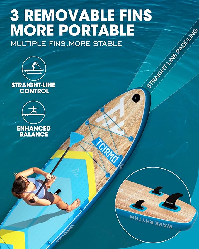 Inflatable Stand Up Paddle Board for Adults with Seam Welded Technology, 10'6''x33''x6'', Durable SUP with Dual-Blade Paddle and Complete Accessories, 390 lbs Capacity, Beginner-Friendly-StrideForce Fitness