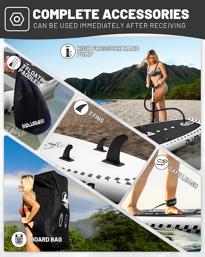 DAMA 11'*34"*6" Inflatable Paddle Board, Paddle Boards for Adults,Sup,Lightweight and Durable, Easy to Inflate, Versatile in Style, Fully Functional, Equipped w/High Grade Accessories.-StrideForce Fitness