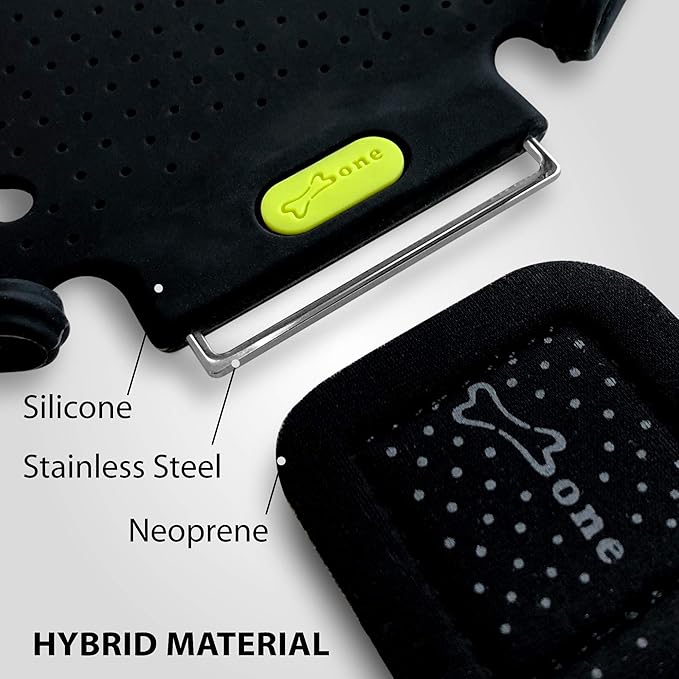 BONE Run Tie, Running Cell Phone Holder, Skin-Friendly & Washable Silicone Sport Armband, Universal Workout Phone Carrier Compatible with Most Smartphone (Gray - Size S/Arm Size 7.9-9.8'')-StrideForce Fitness