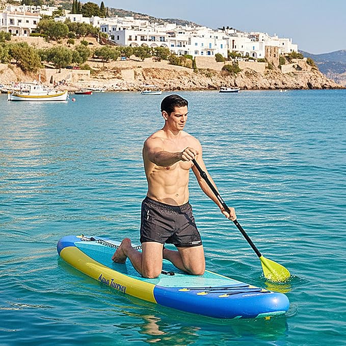 10'6"Inflatable Stand Up Paddle Board Ultra Portable-Lightweight & Stable|All-in-One Kit w/Aluminum Paddle, Dual-Action Pump & Backpack|Lakes & Oceans Ready for Family Recreation by Aquajourney-StrideForce Fitness