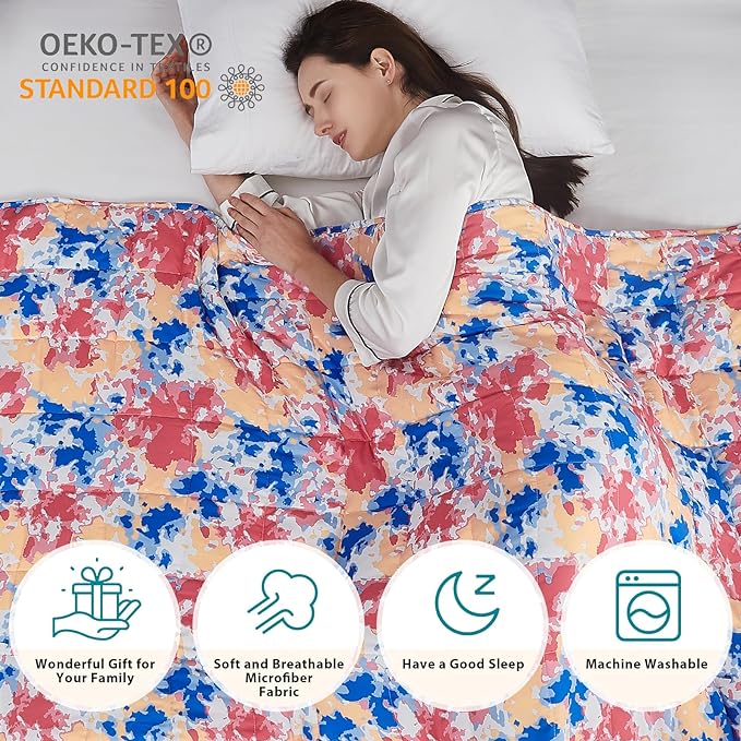 L'AGRATY Weighted Blanket - 48"x72" 20lbs Cooling Breathable Heavy Blanket with Glass Beads for Adult All-Season-StrideForce Fitness