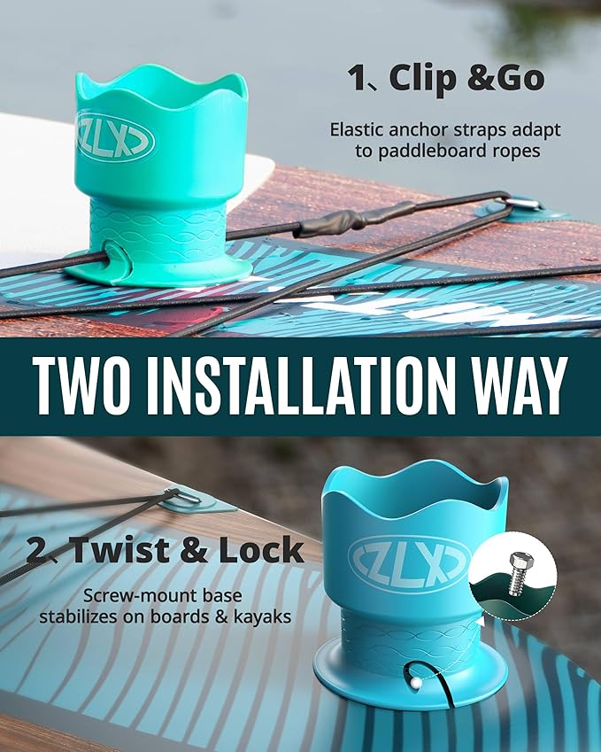 ZLX Cup Paddle Board Kayak Cup Holder, Stand Up Paddle Board Cup Holder Paddleboard Accessories Surfboards, Canoes Kayak Holder for Types of Cup Bottle Drink-StrideForce Fitness