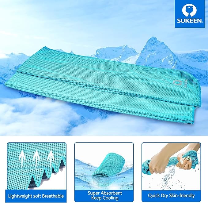 Sukkeen Cooling Towel (40"x12"), Soft Breathable Chilly Microfiber Towel for Yoga, Sports & More Activities-StrideForce Fitness