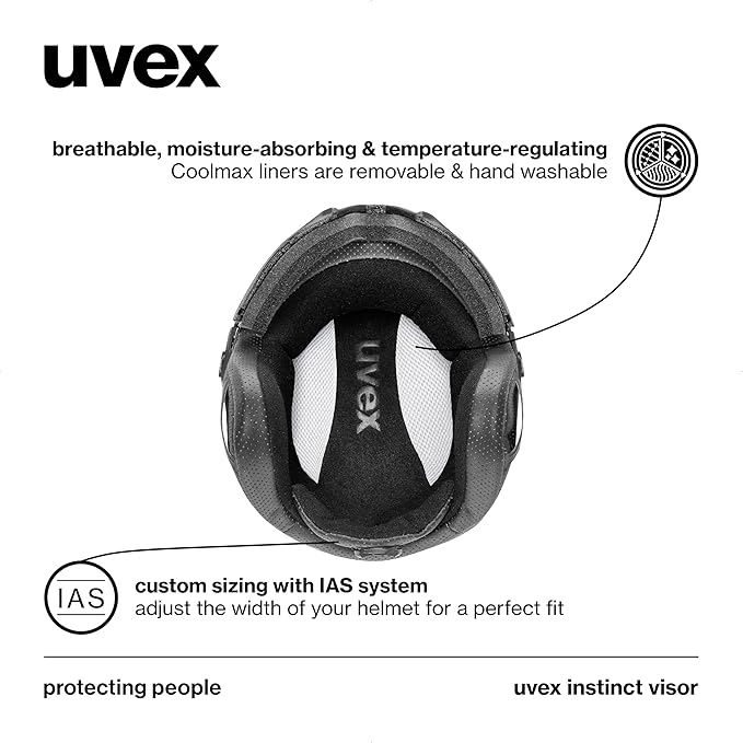 uvex Instinct Visor - Adjustable ski & Snowboard Helmet with Integrated Visor for Women & Men - White-Black Matte - Large-StrideForce Fitness