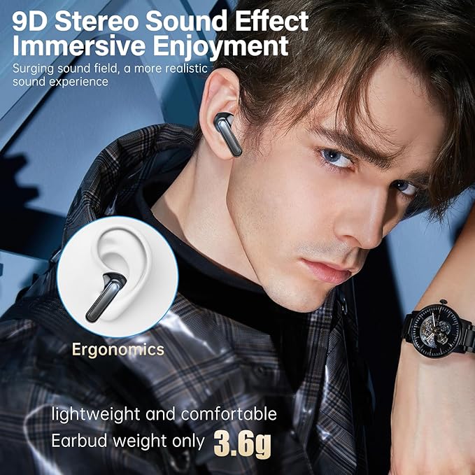 A10 Pro Wireless Earbuds, Bluetooth 5.3 Headphones HiFi Stereo 50H Playback LED Digital Display Ear Buds with ENC Noise Canceling Headset, IPX7 Waterproof Earphones for Gym/Running/Work-StrideForce Fitness