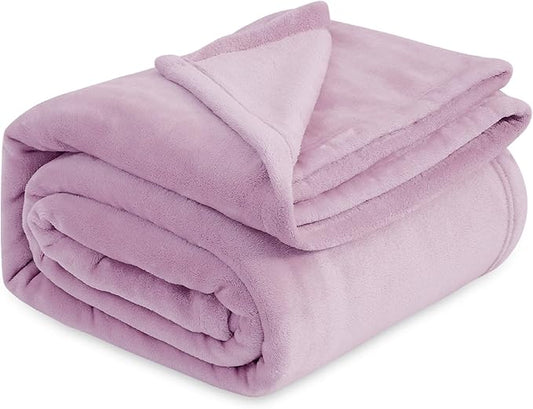 Bedsure Fleece Blankets Queen Size Lilac Lavender - Bed Blanket Soft Lightweight Plush Fuzzy Cozy Luxury Microfiber, 90x90 inches-StrideForce Fitness