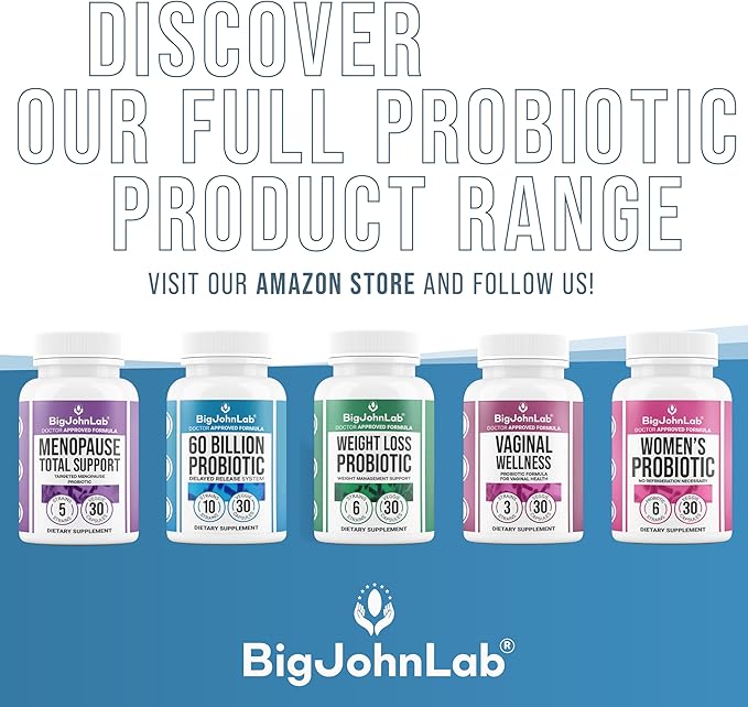 BIGJOHNLAB® - Women's Probiotic Supplement – 50 Billion CFU, 6 Active Strains + Prebiotics – Supports Digestion, Immunity & Wellness – Acid-Resistant, Dairy & Sugar Free, No Refrigeration, 30 Capsules-StrideForce Fitness