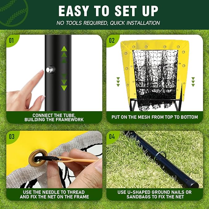 9 Hole Pitching Net, Heavy-Duty Baseball Net with Strike Zone for Pitching and Hitting, Height Adjustable Training Equipment with 9 Pocket Pitching Target for Baseball & Softball Practice-StrideForce Fitness