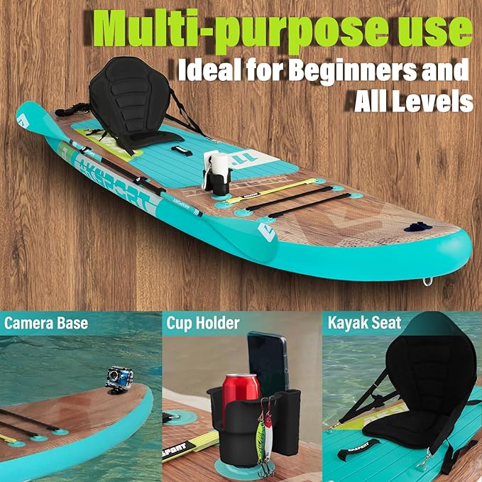 AKSPORT Inflatable Stand Up Paddle Board, SUP Board with All Accessories, Wide Stable Design, Non-Slip Deck, Inflatable Paddle Boards for Youth & Adult-StrideForce Fitness