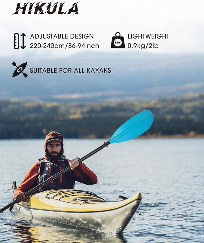 Kayak Paddle Aluminum Shaft Paddle with Nylon Blades, Floating Adjustable Kayaking Oars, 3 Piece, 220-240cm/86-94 Inches,Black/Rose/Teal/Black/Orange/Grey-StrideForce Fitness