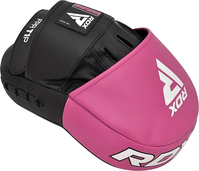 RDX Boxing Pads Focus Mitts, Maya Hide Leather Curved Hook and Jab Target Hand Pads, Great for MMA, Kickboxing, Martial Arts, Muay Thai, Karate Training, Padded Punching, Coaching Strike Shield-StrideForce Fitness
