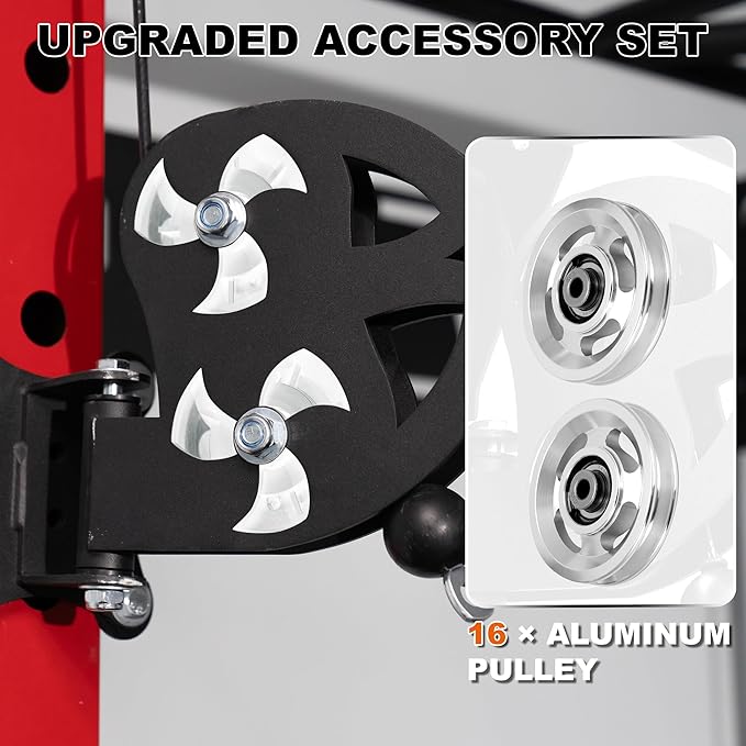 Wall Mounted Power Rack – 1600LB Capacity Compact Commercial Home Gym with Dual Cable Crossover, LAT Pulldown, Multi-Grip Pull-Up Bar & Landmine Attachment for Small Spaces, P67 Striker Red-StrideForce Fitness