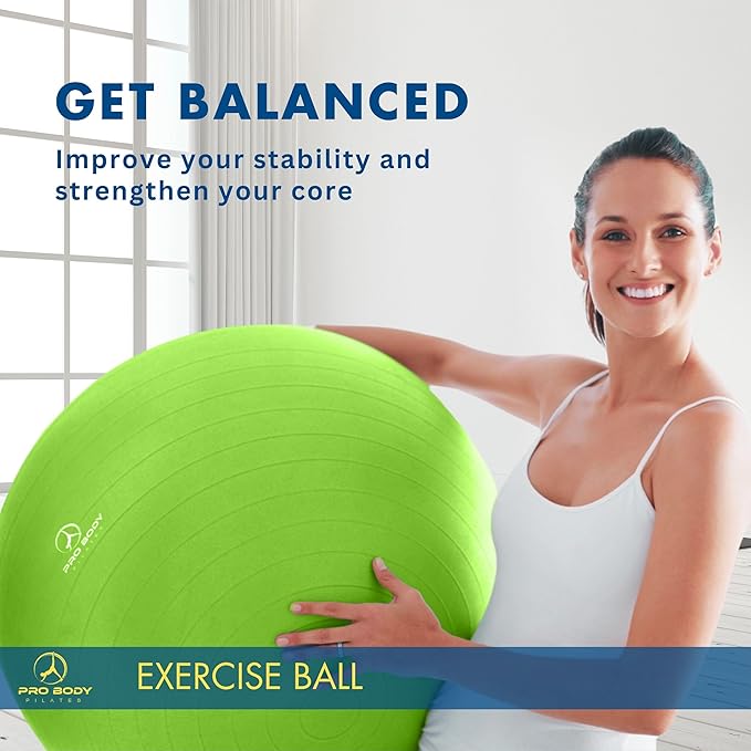 ProBody Pilates Yoga Ball - Fresh Colors Exercise Ball for Stability, Pregnancy, Workout & Physical Therapy-StrideForce Fitness