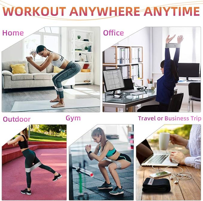 Booty Exercise Strap,Resistance Band Set for Women and Men,Home Gym Accessories,Non Slip Elastic Fabric Loop Equipment for Legs/Butt Training,Set of 4